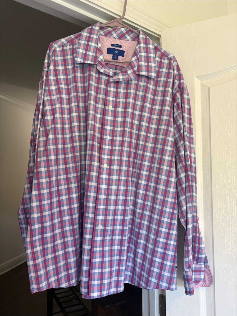 Egara Blue and Pink Plaid Dress Shirt